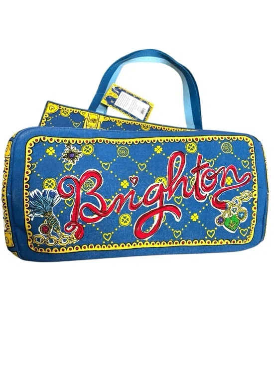 Brighton Glimmering Love Tote Canvas Bag Blue Multi Heart Charm Print NWT: - Picture 3 of 10